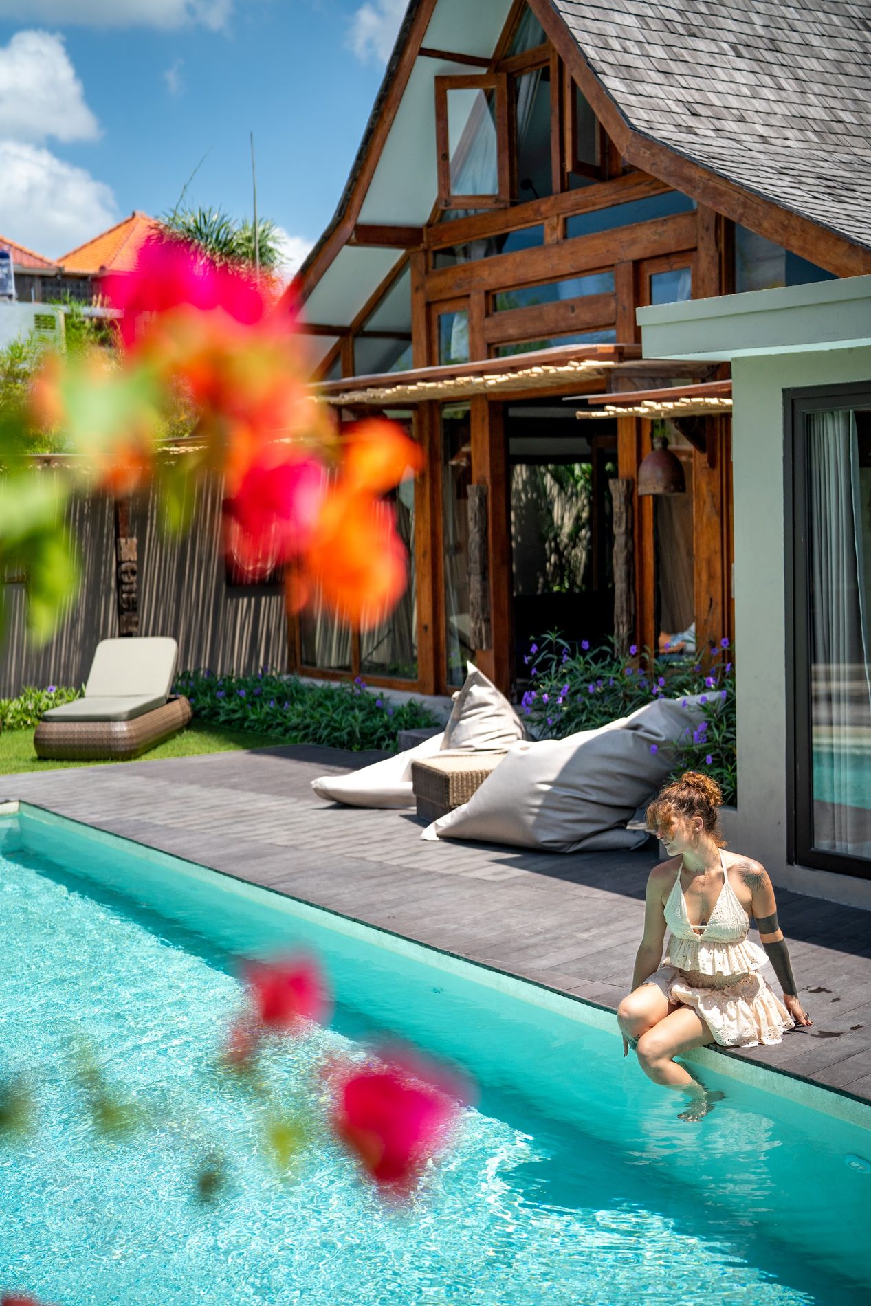 Flowers on the pool deck